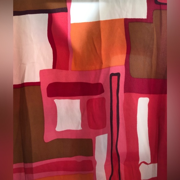 Vintage Geometric Funky Retro Kathy Che Button Up Long Sleeve Top Size 12 - Picture 6 of 7